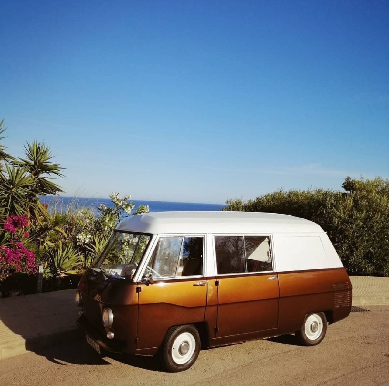 Van side view at sea